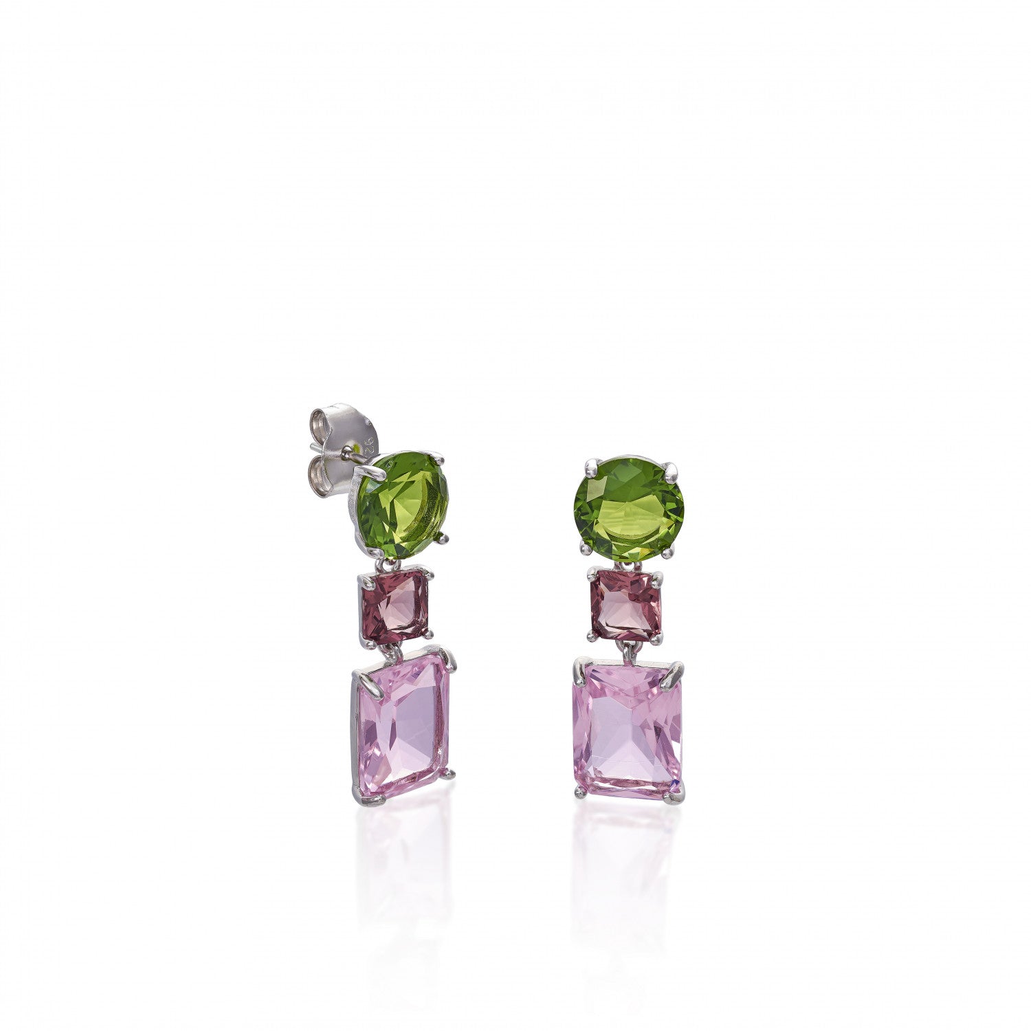 Earrings - Earrings with colored stones transparent design