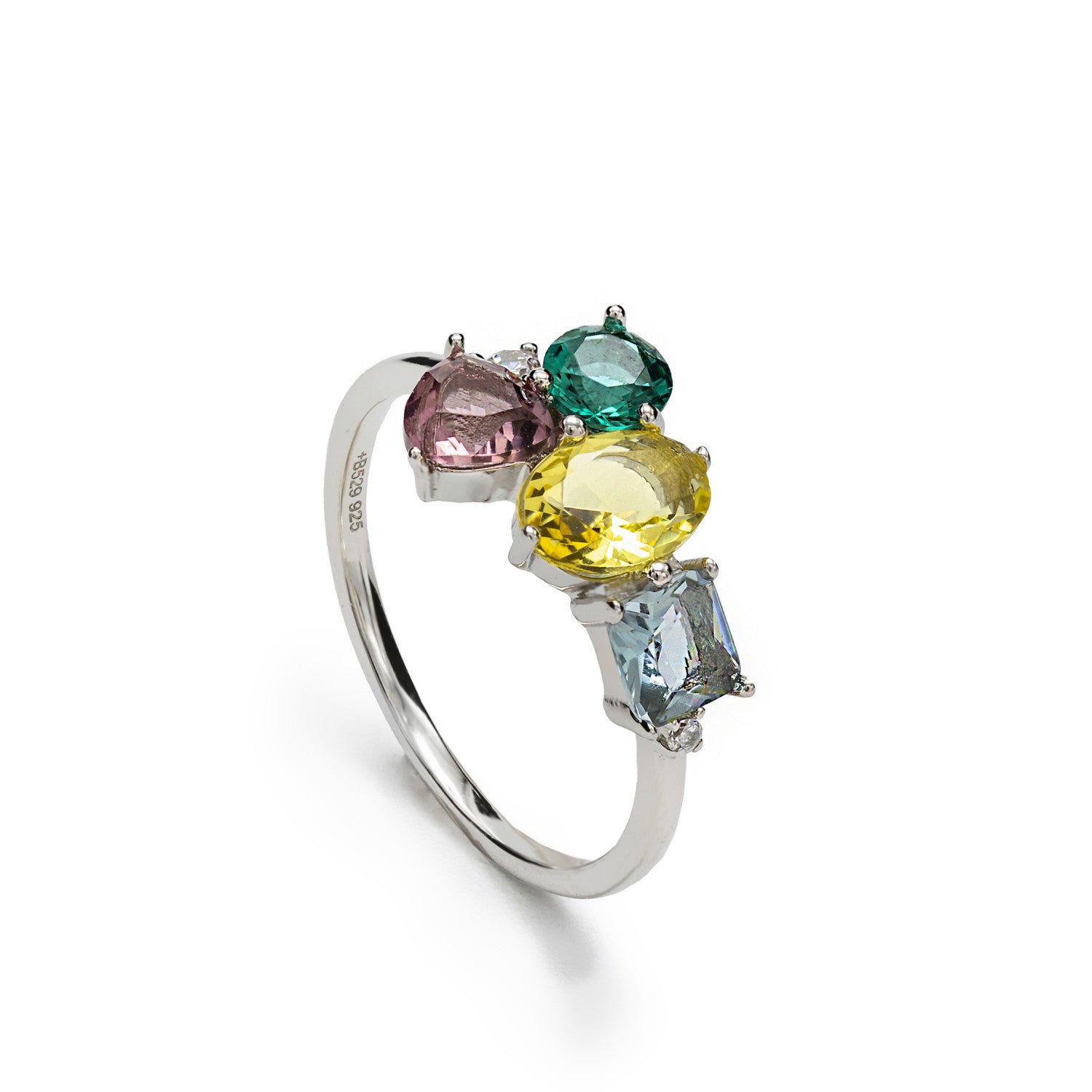 Ring - Rings with multicolored mosaic stones and zircons