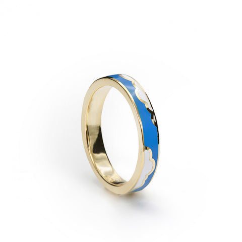 Ring - Blue enamel ring with clouds detail