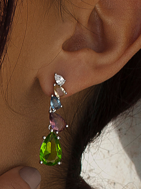 Earrings with colored stones five quartz design