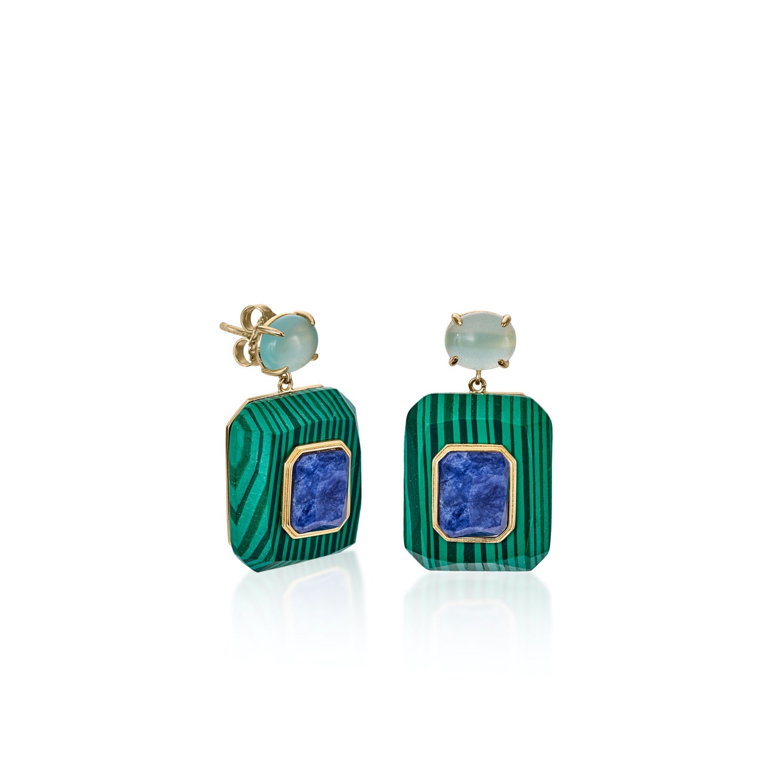 Natural stone with malachite and lapis lazuli earrings