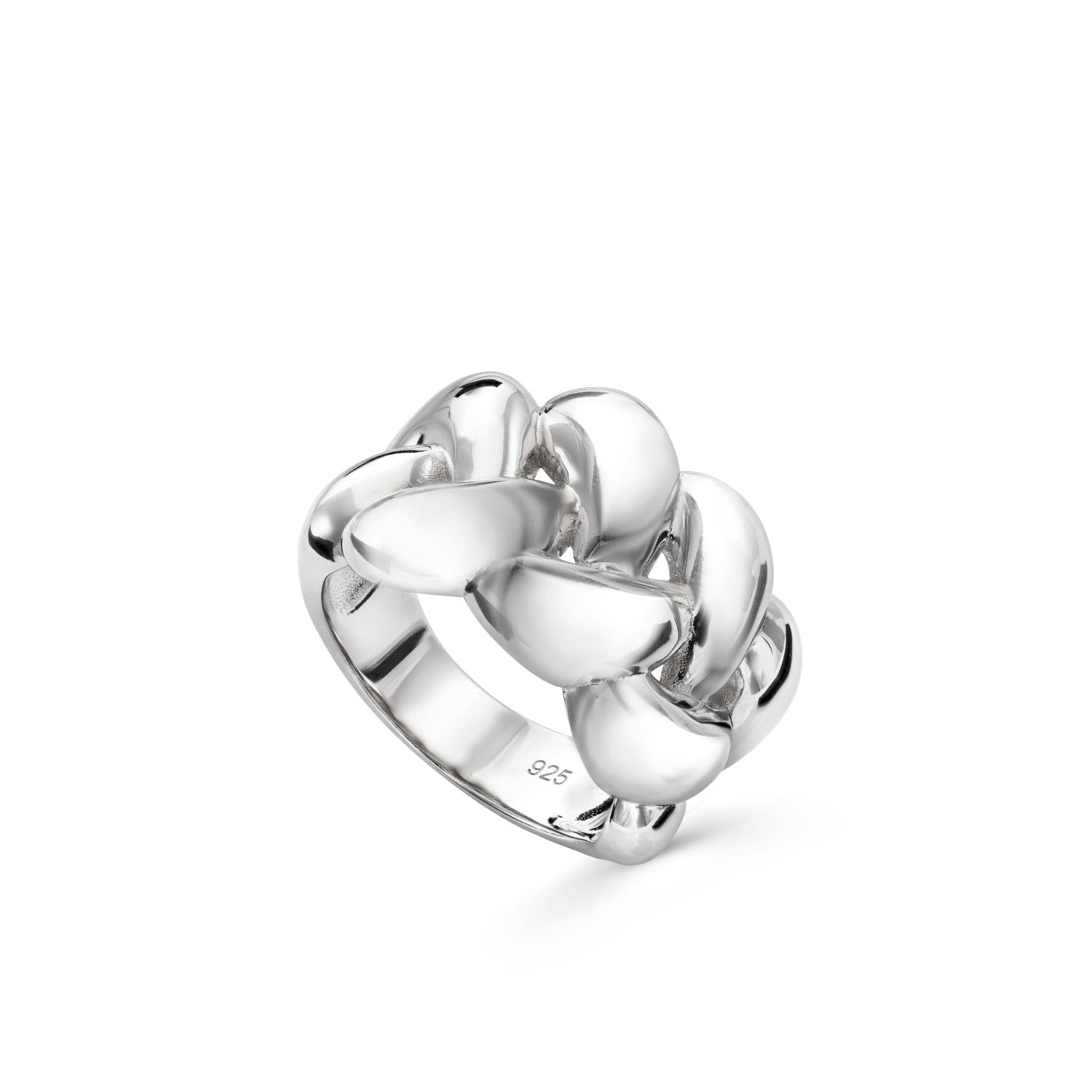 Wide interlocking design and plain silver rings