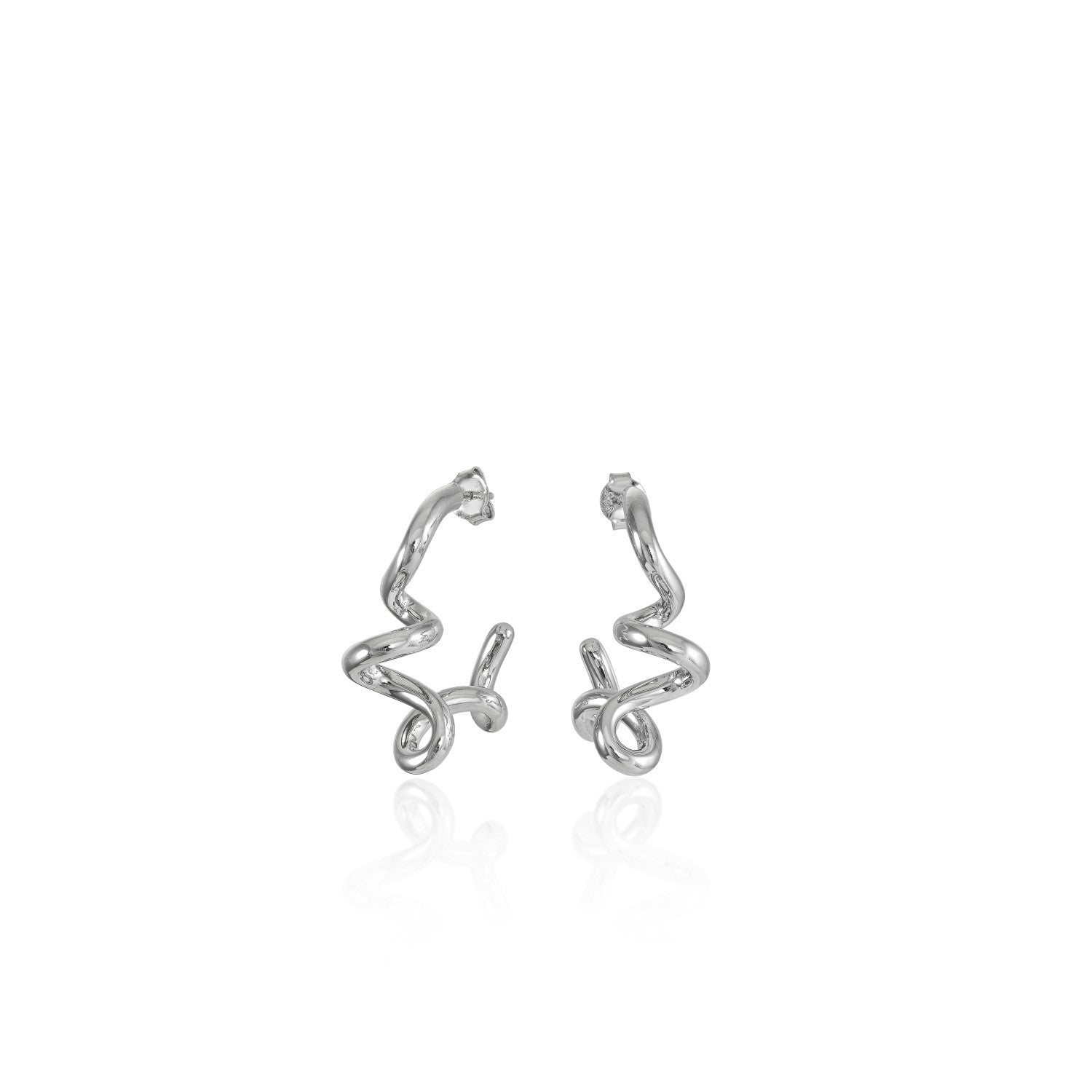 Original silver earrings with a ring design