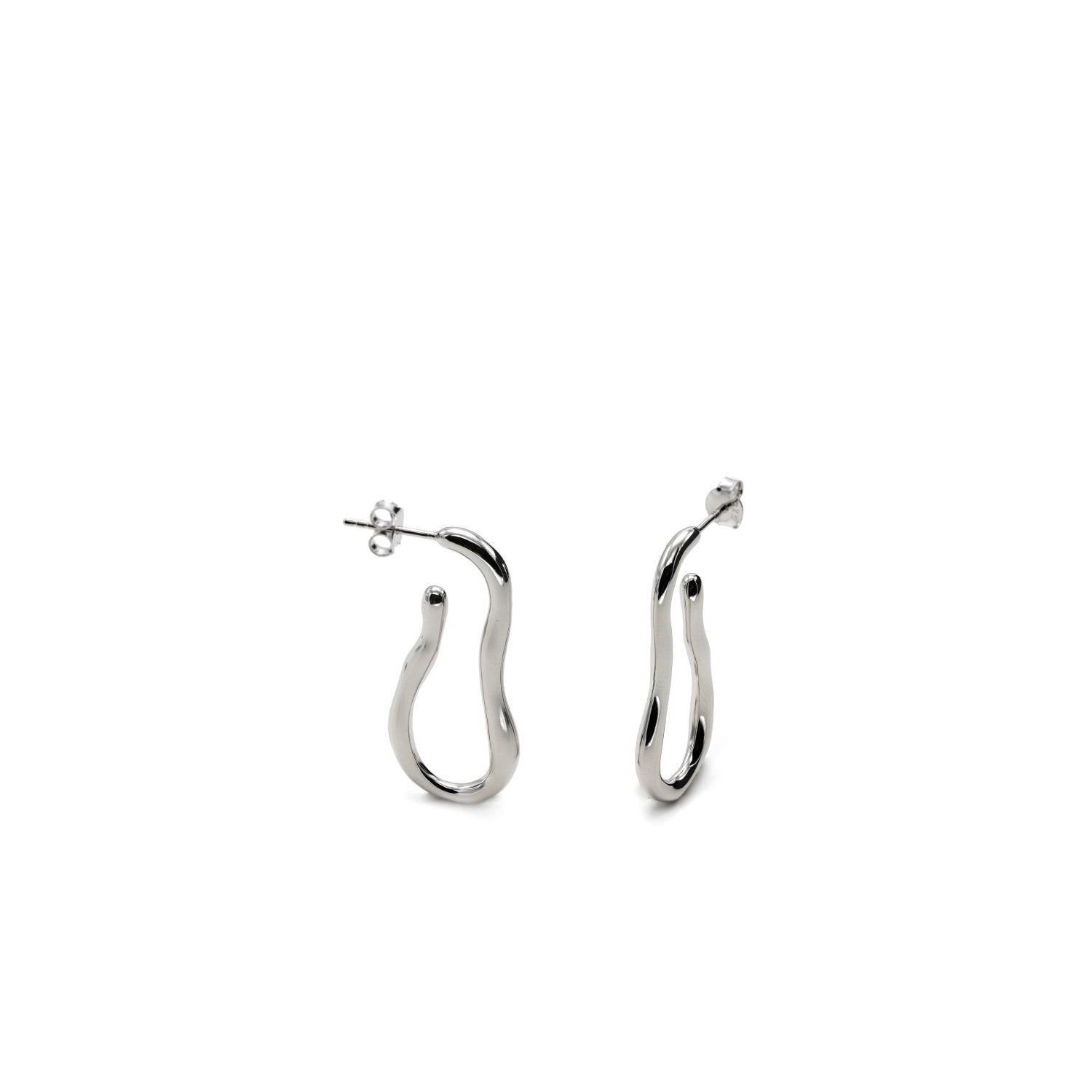 Irregular design silver hoop earrings