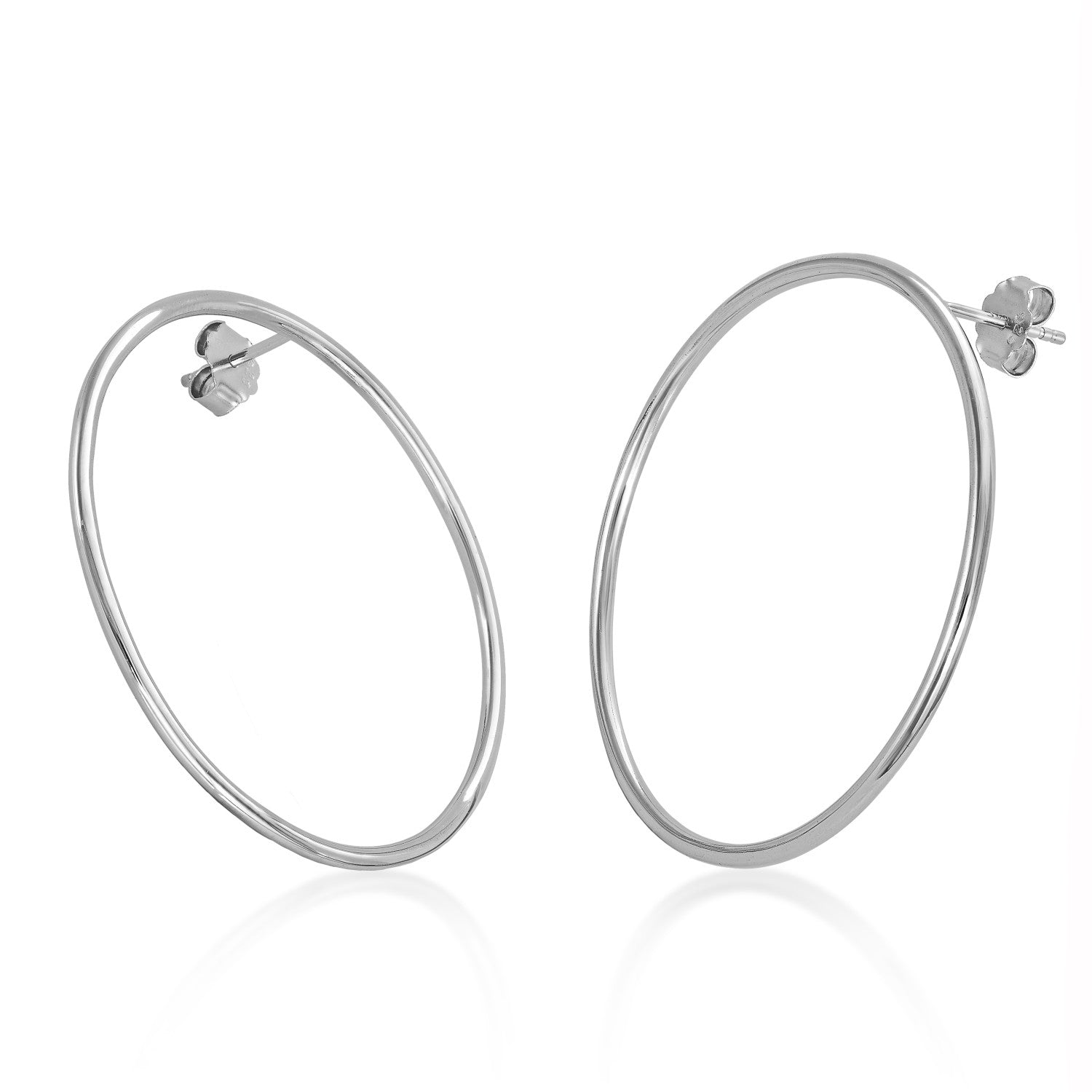 Silver hoop earrings maxi circle design