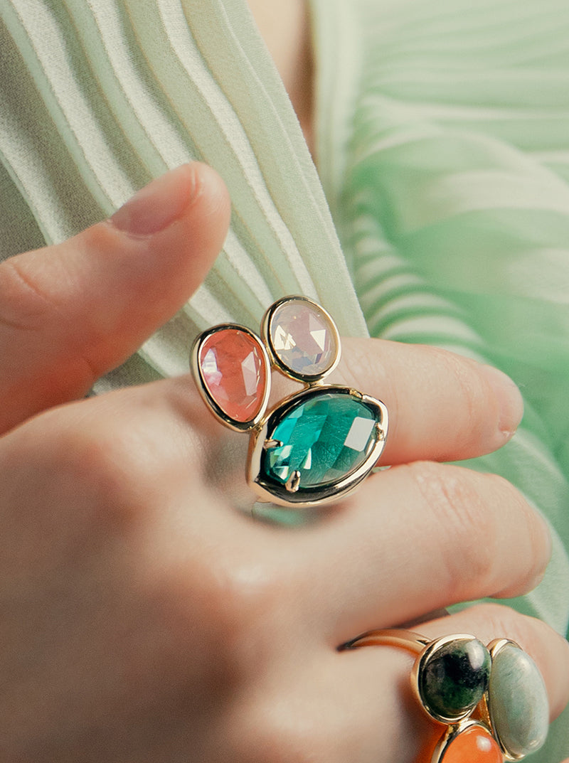 Rings with marquise cut stones in turquoise tone