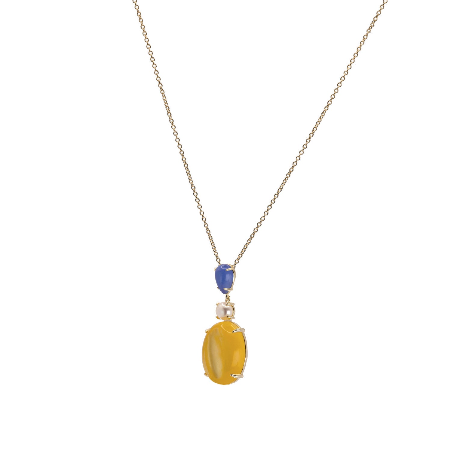 Necklaces with natural stones in citrine tones