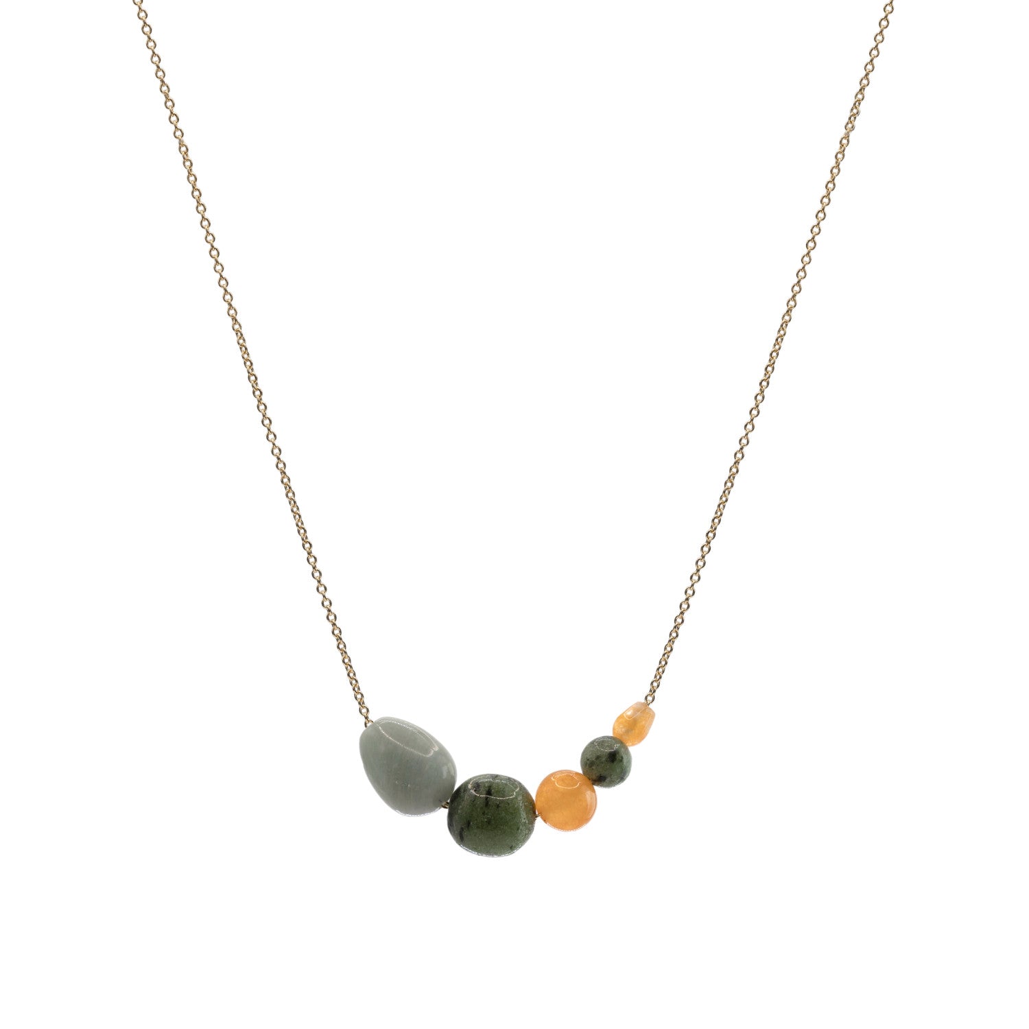 Necklaces with natural stones in nature tone