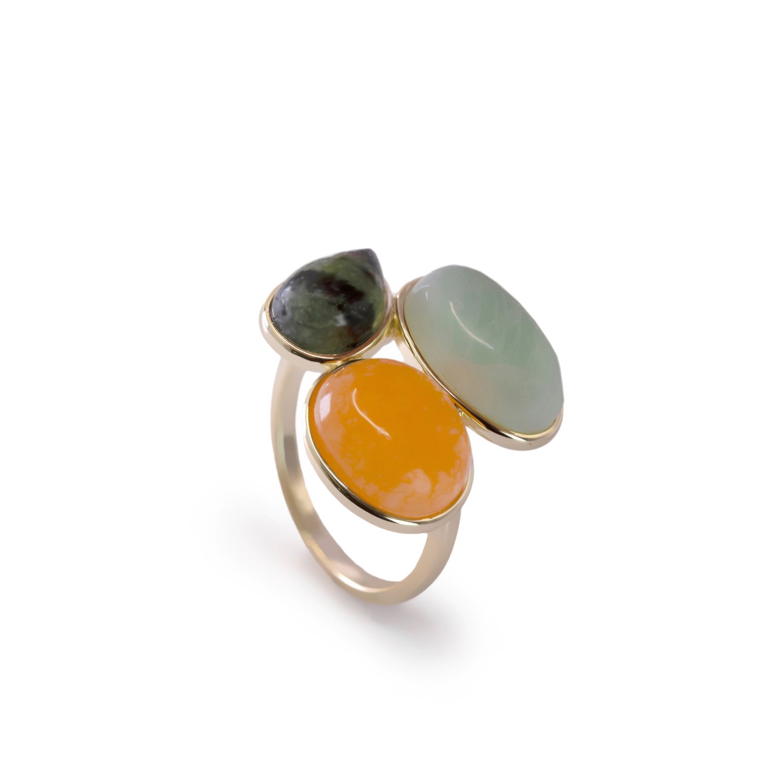 Rings with silver stones in nature tone