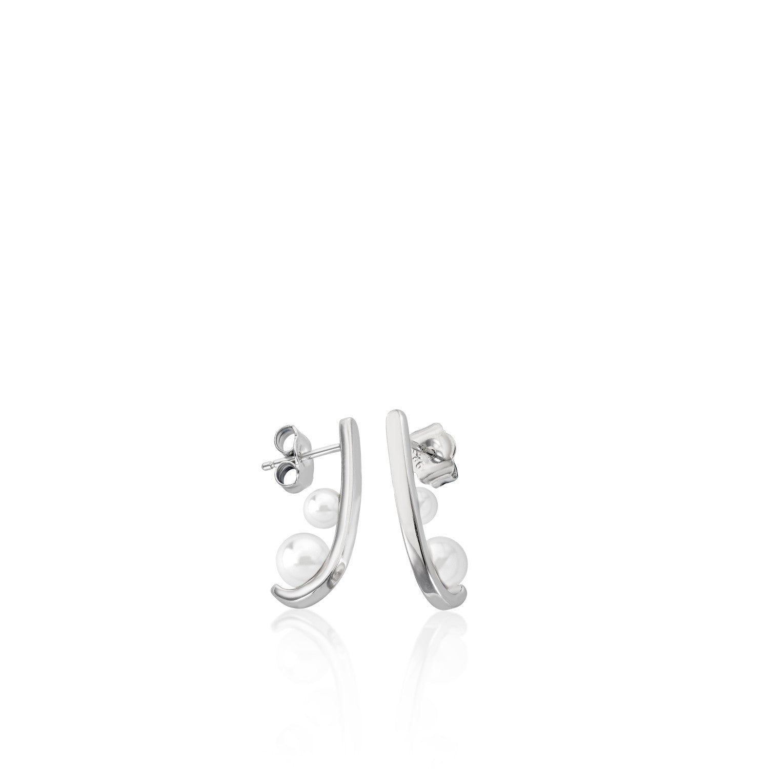 Pendientes perlas de plata diseño gancho con doble perla