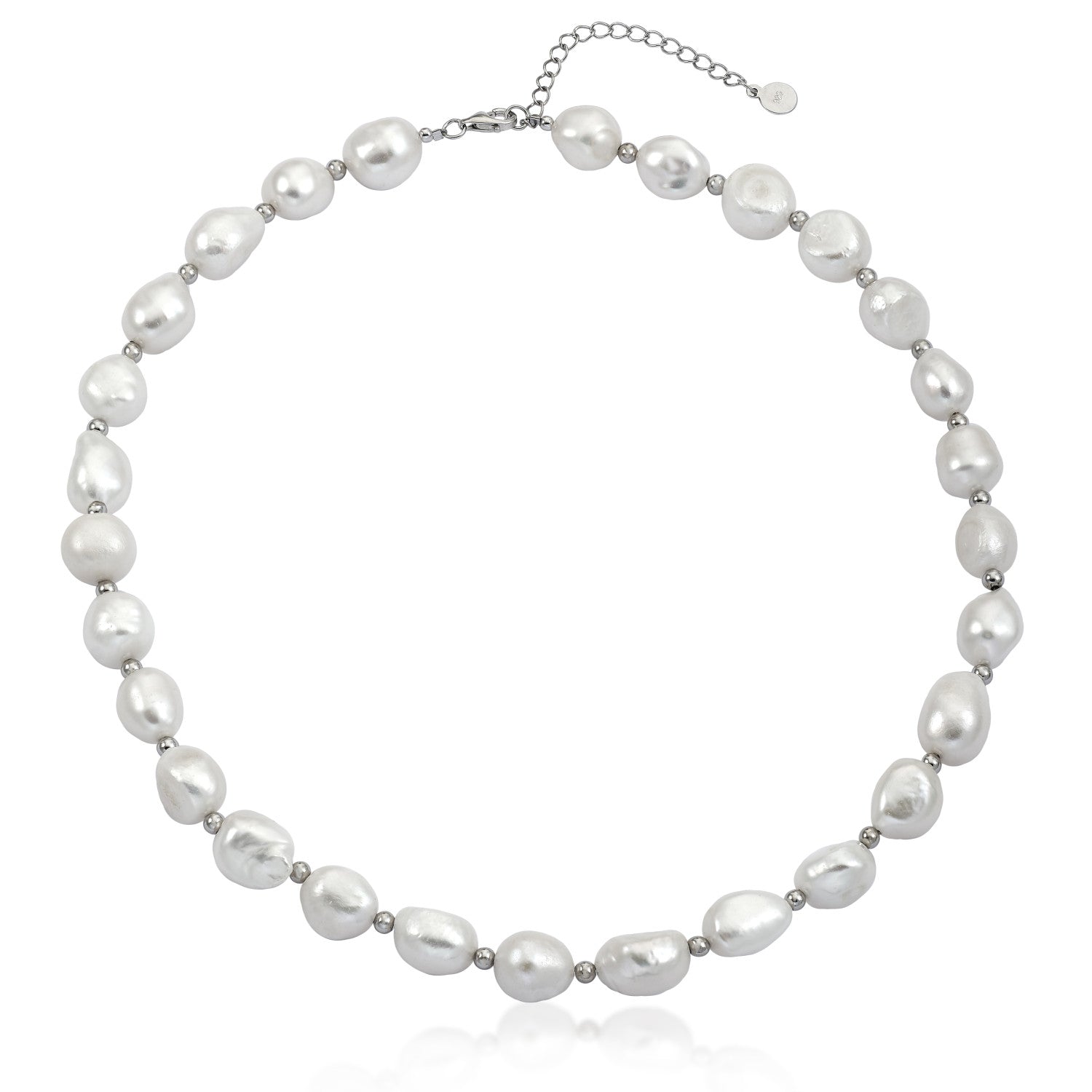 Collares cortos de plata diseño de perla barroca