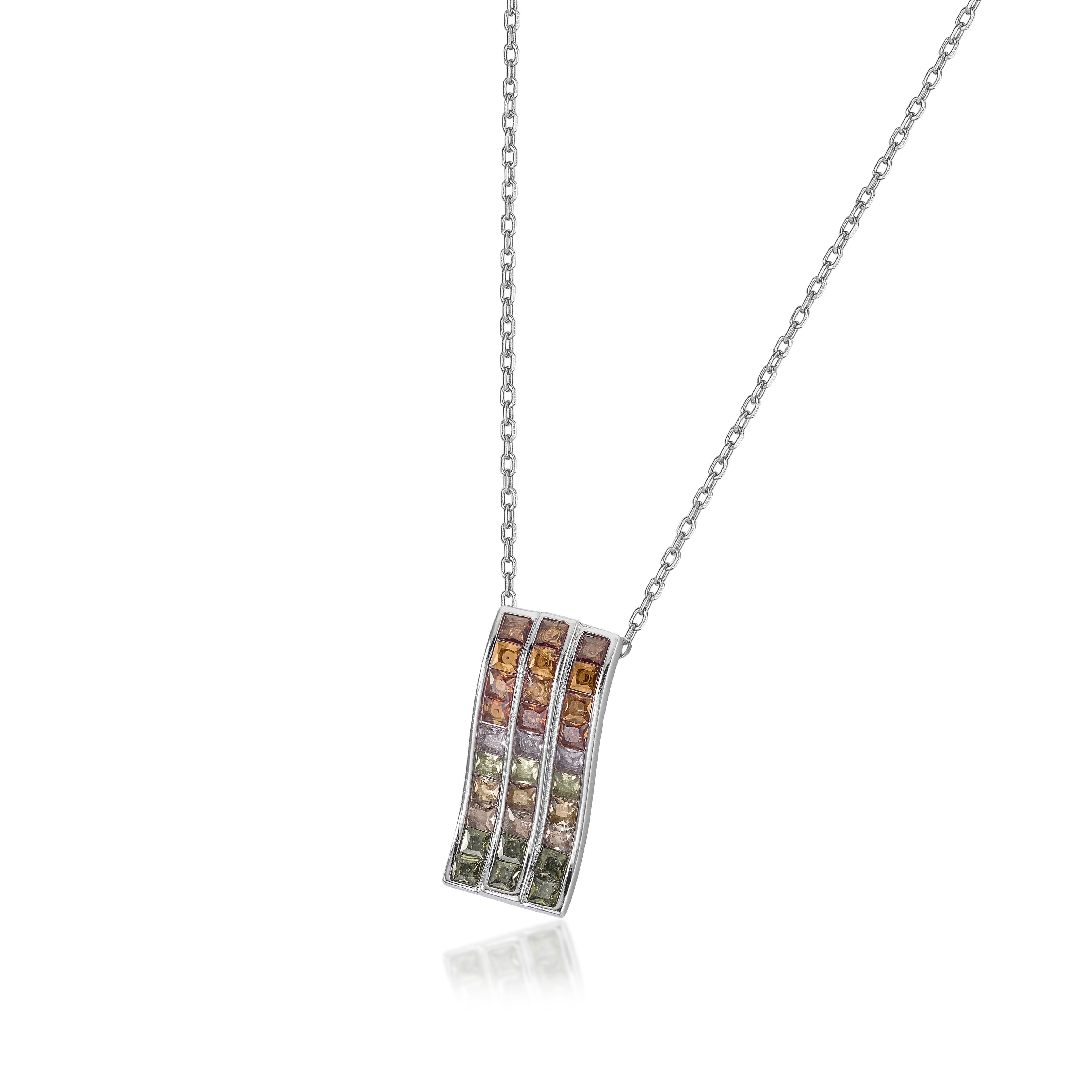 Necklaces with triple-rail stones in warm tones