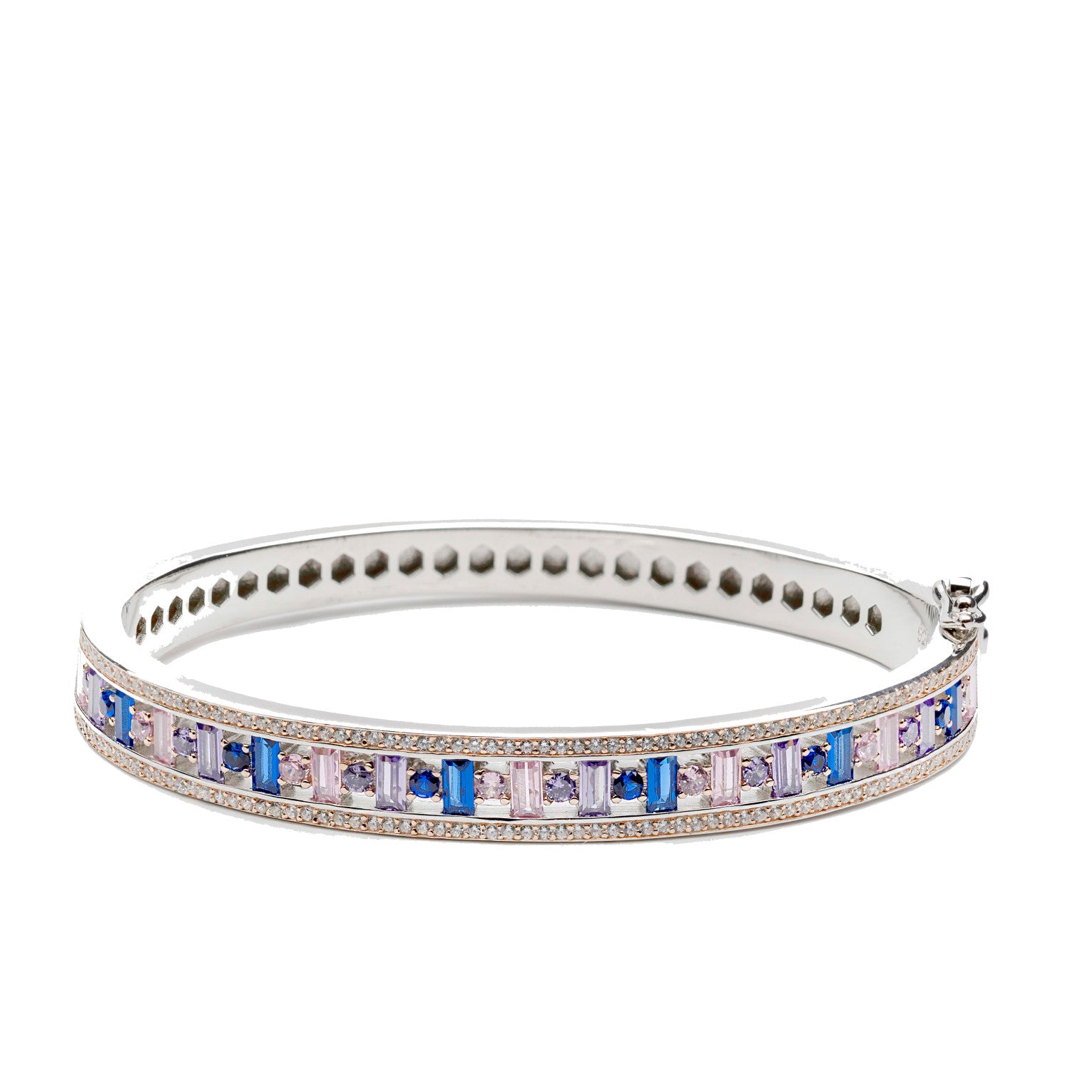 Multicolored gemstone rail design bracelet bracelets