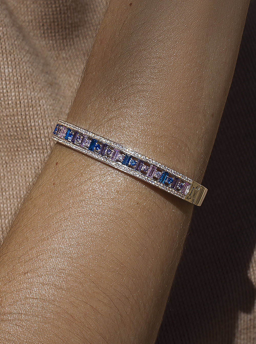 Multicolored gemstone rail design bracelet bracelets