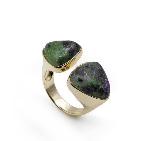 ring with labradolite stone design LINEARGENT triangular-LINEARGENT