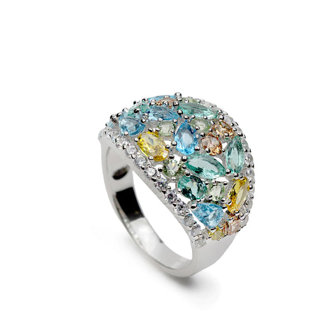 Anillo con piedras barroco en tonos fríos-LINEARGENT