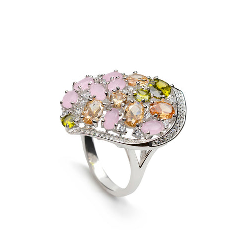 bague avec pierres design baroque avec LINEARGENT