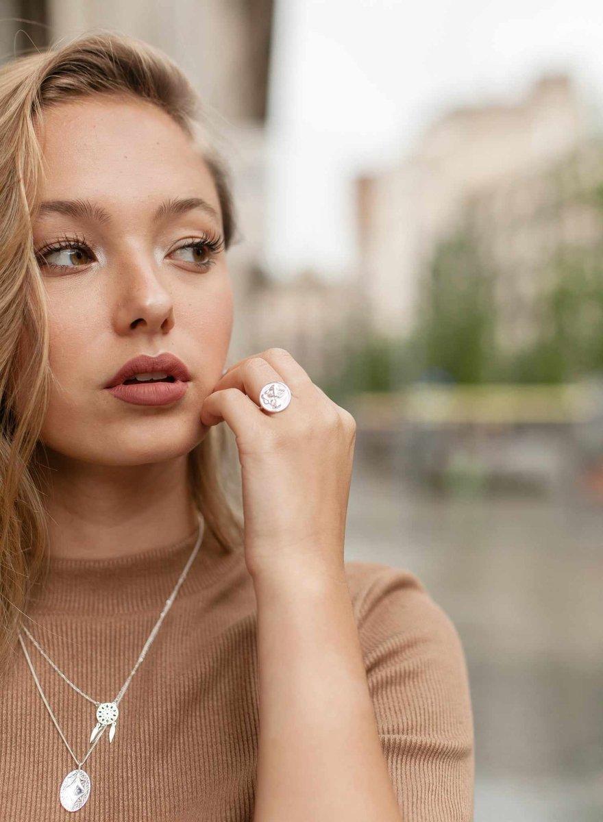 bague timbre design angel de argent LINEARGENT