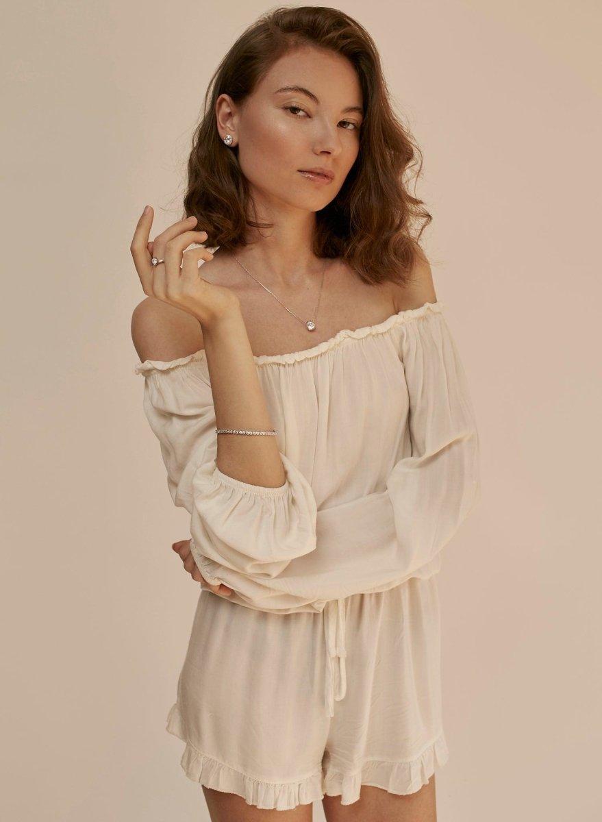 bague solitaire de argent design en arc de cercle avec quartz adamantine-LINEARGENT