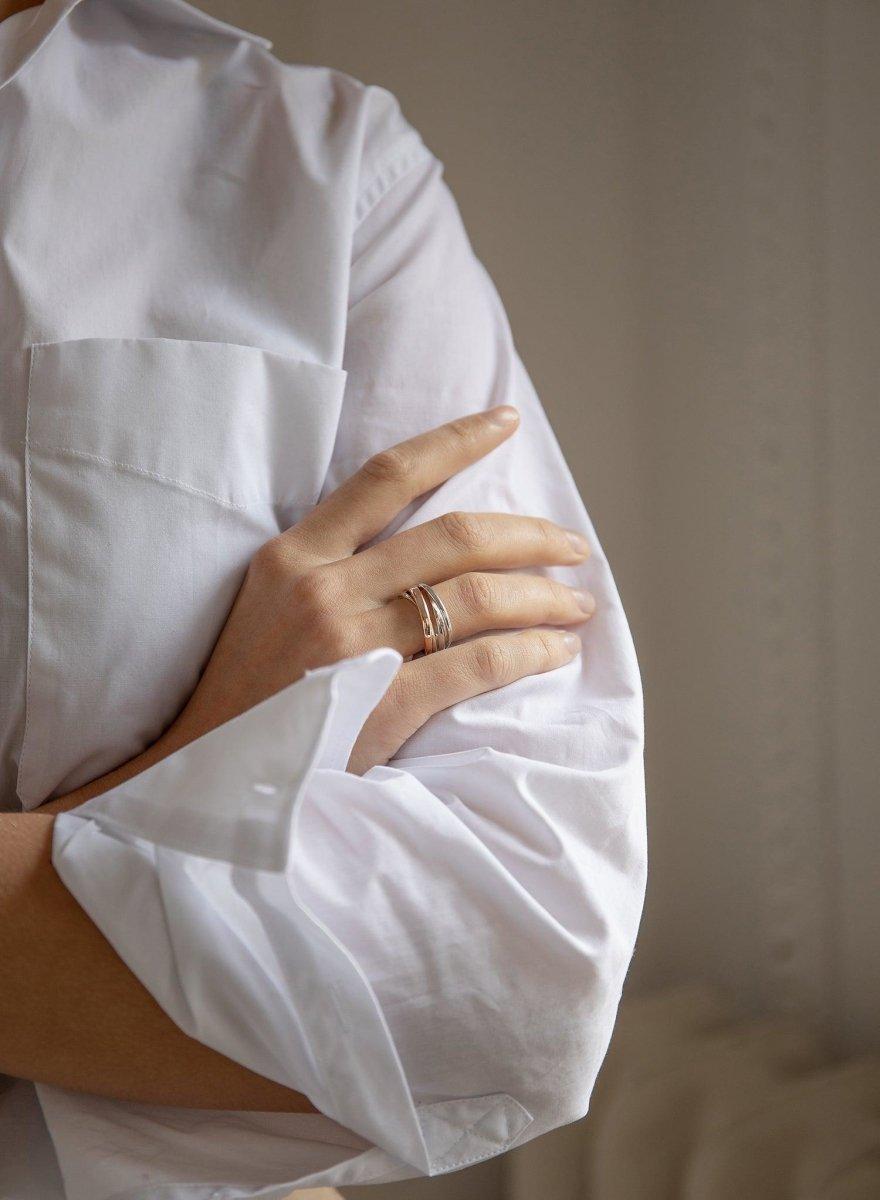 Anillos larges de argent de double LINEARGENT