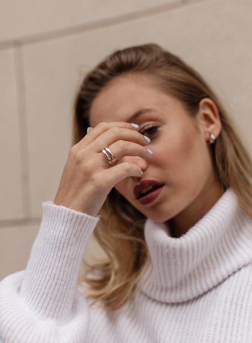 bagues larges de argent design quadruple LINEARGENT