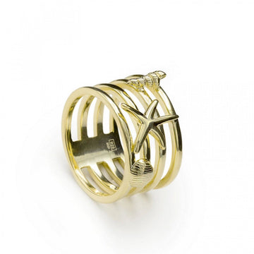 Anillos anchos diseño de motivos marinos
