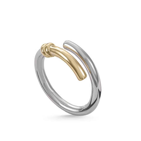 Anillos bicolor de plata diseño con nudo central