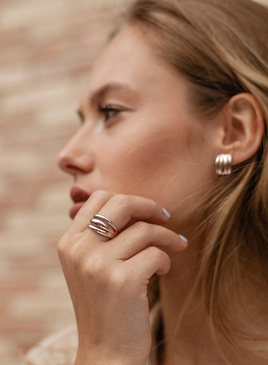 bagues bicolore design triple LINEARGENT