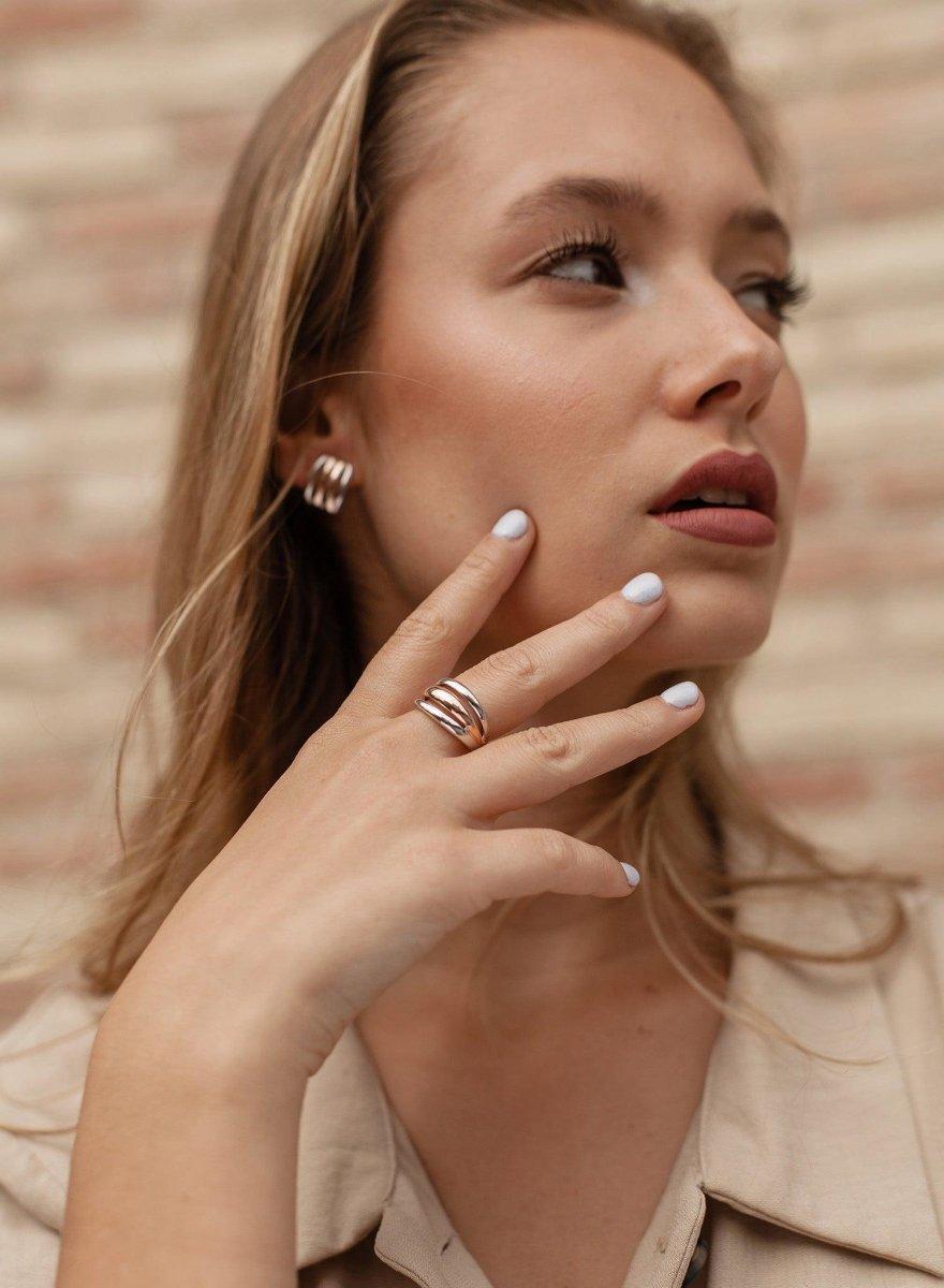 bagues bicolore design triple LINEARGENT