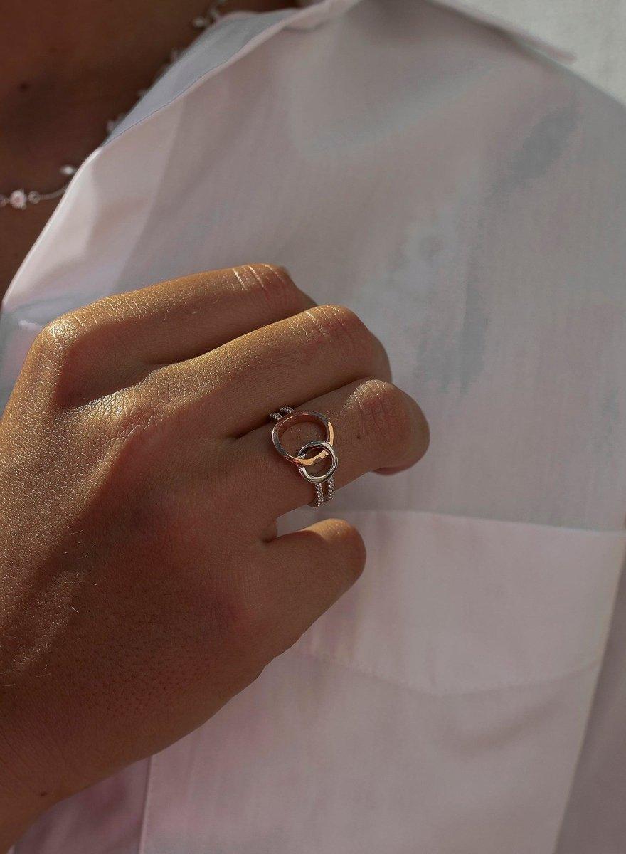 bagues zircons de argent design double LINEARGENT