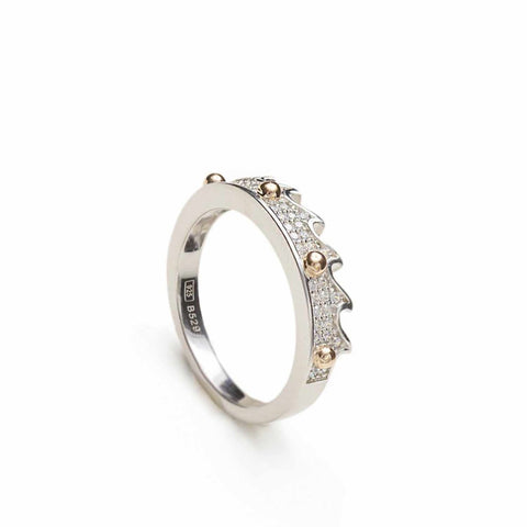 Anillos circonitas diseño de púas con detalles dorados-LINEARGENT