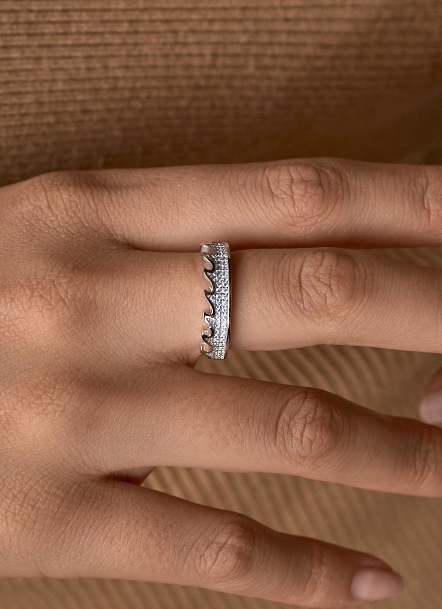 Anillos circonitas diseño grueso de púas-LINEARGENT