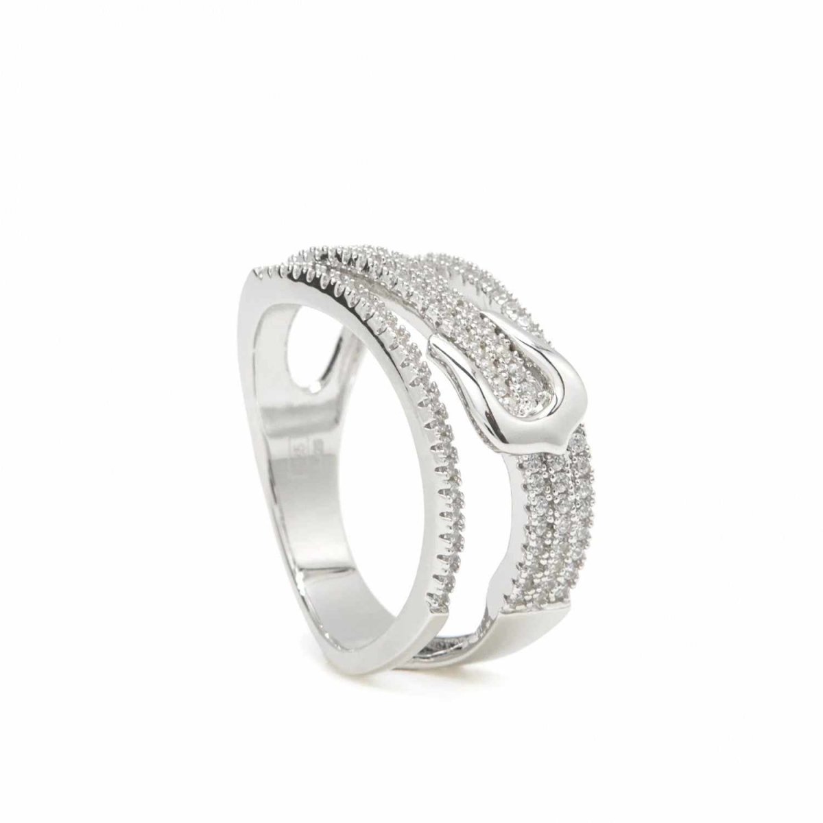 Anillos circonitas diseño hebilla varios carriles-LINEARGENT