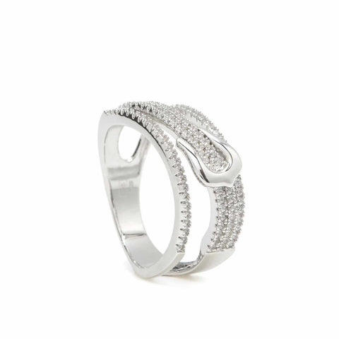 Anillos circonitas diseño hebilla varios carriles-LINEARGENT