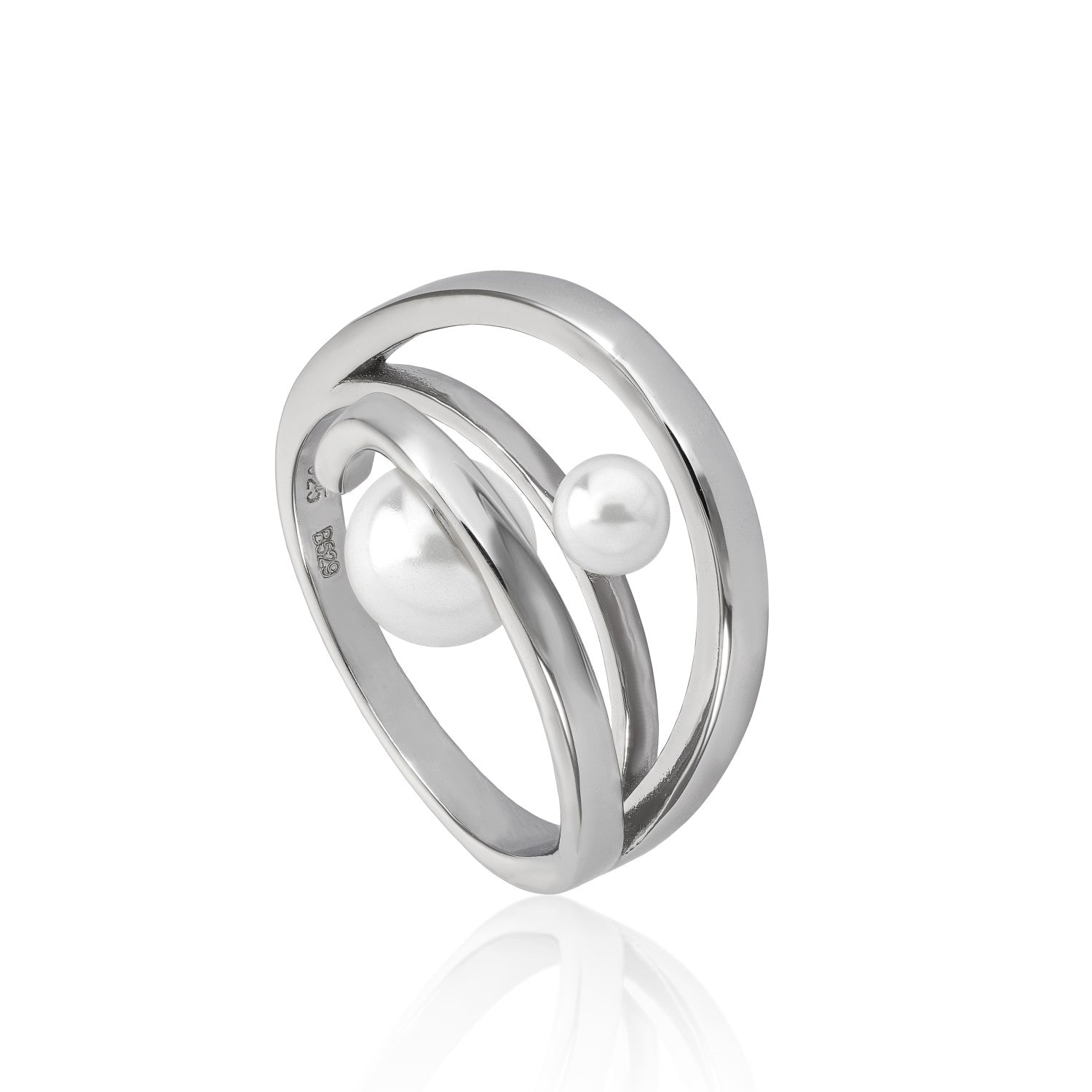 Anillos con perlas diseño doble perla-LINEARGENT