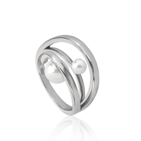 Anillos con perlas diseño doble perla-LINEARGENT