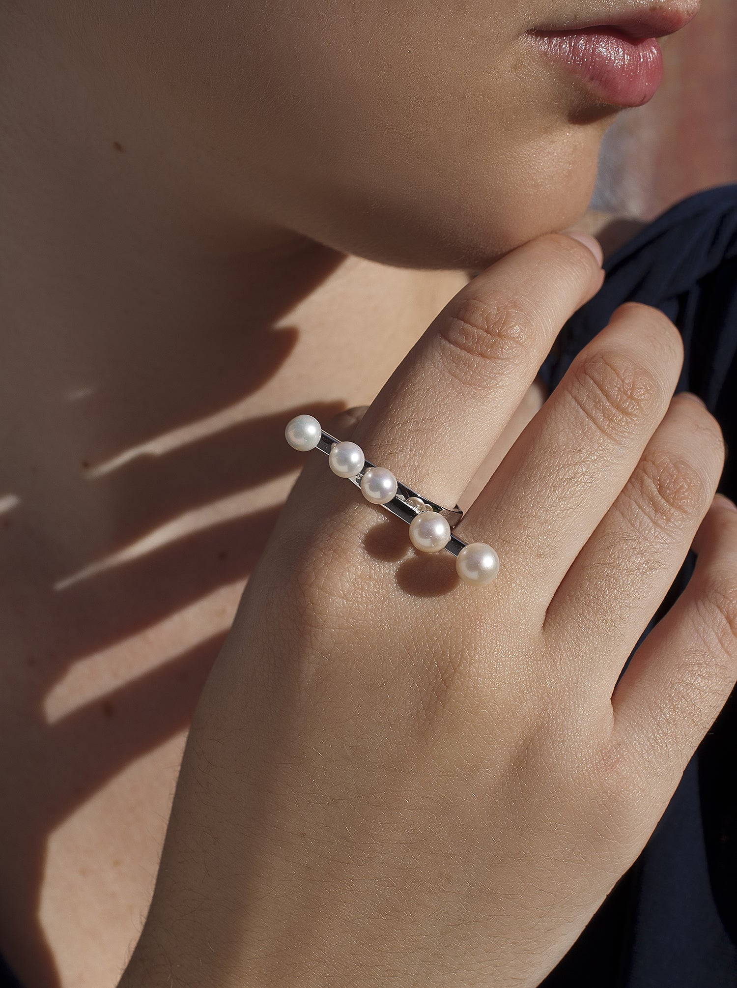 Anillos con perlas diseño minimalista-LINEARGENT