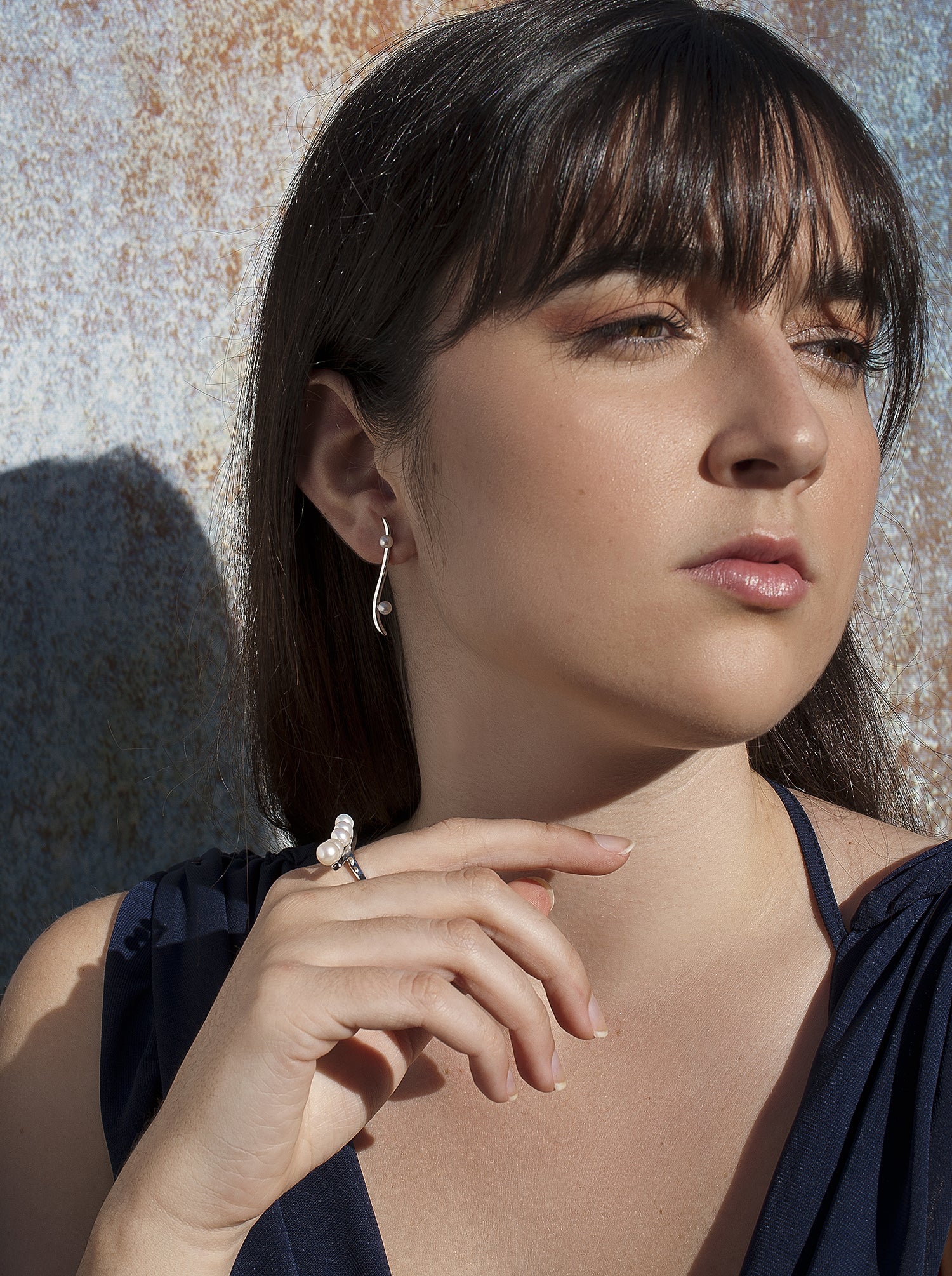 Anillos con perlas diseño minimalista-LINEARGENT