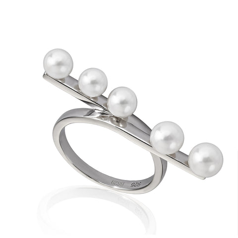 Anillos con perlas diseño minimalista-LINEARGENT