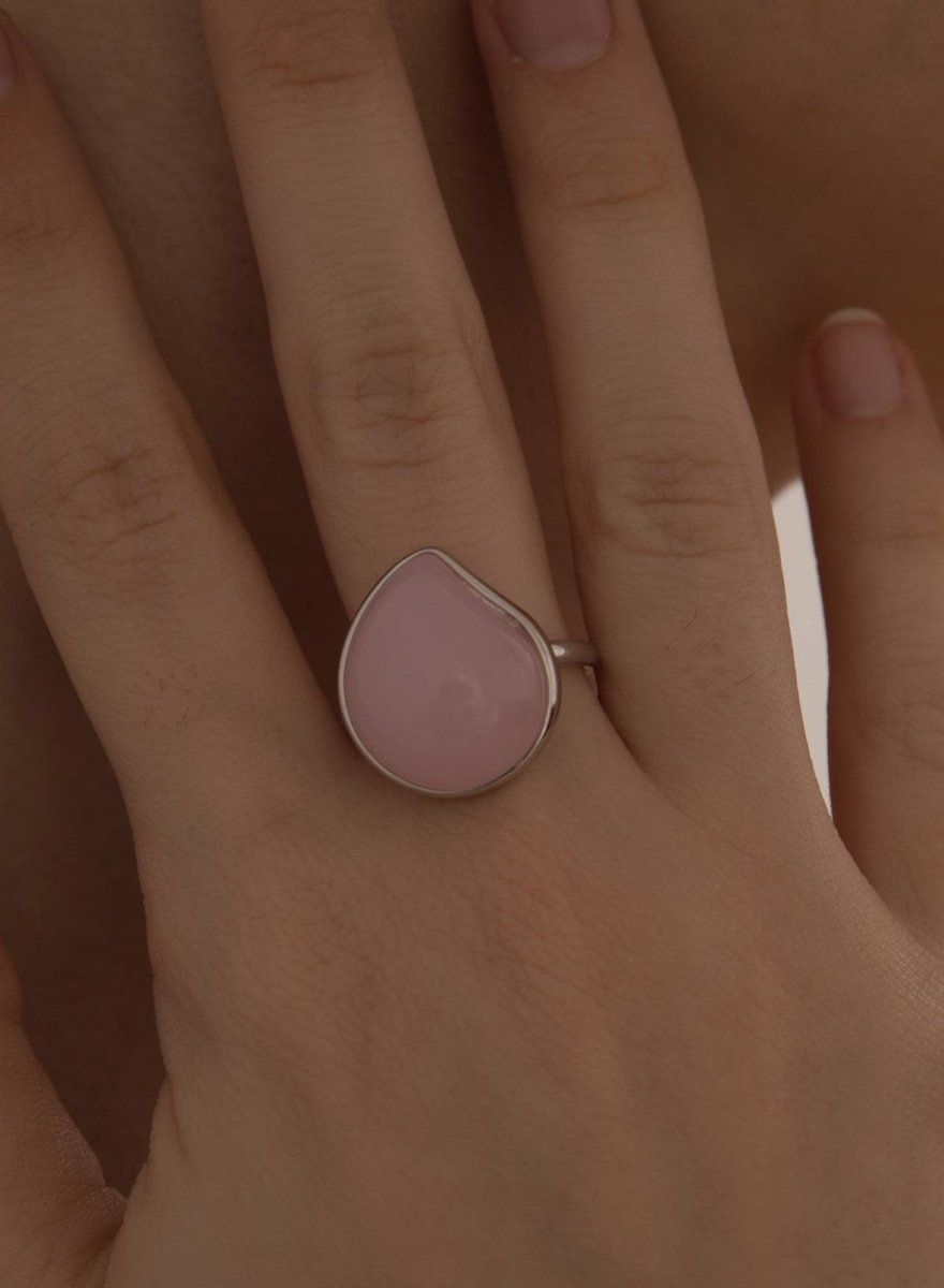 Anillos con piedras con motivo en forma de lágrima en rosa-LINEARGENT