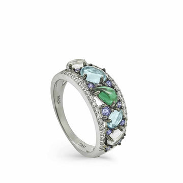 Anillos con piedras cristalinas diseño de mosaico