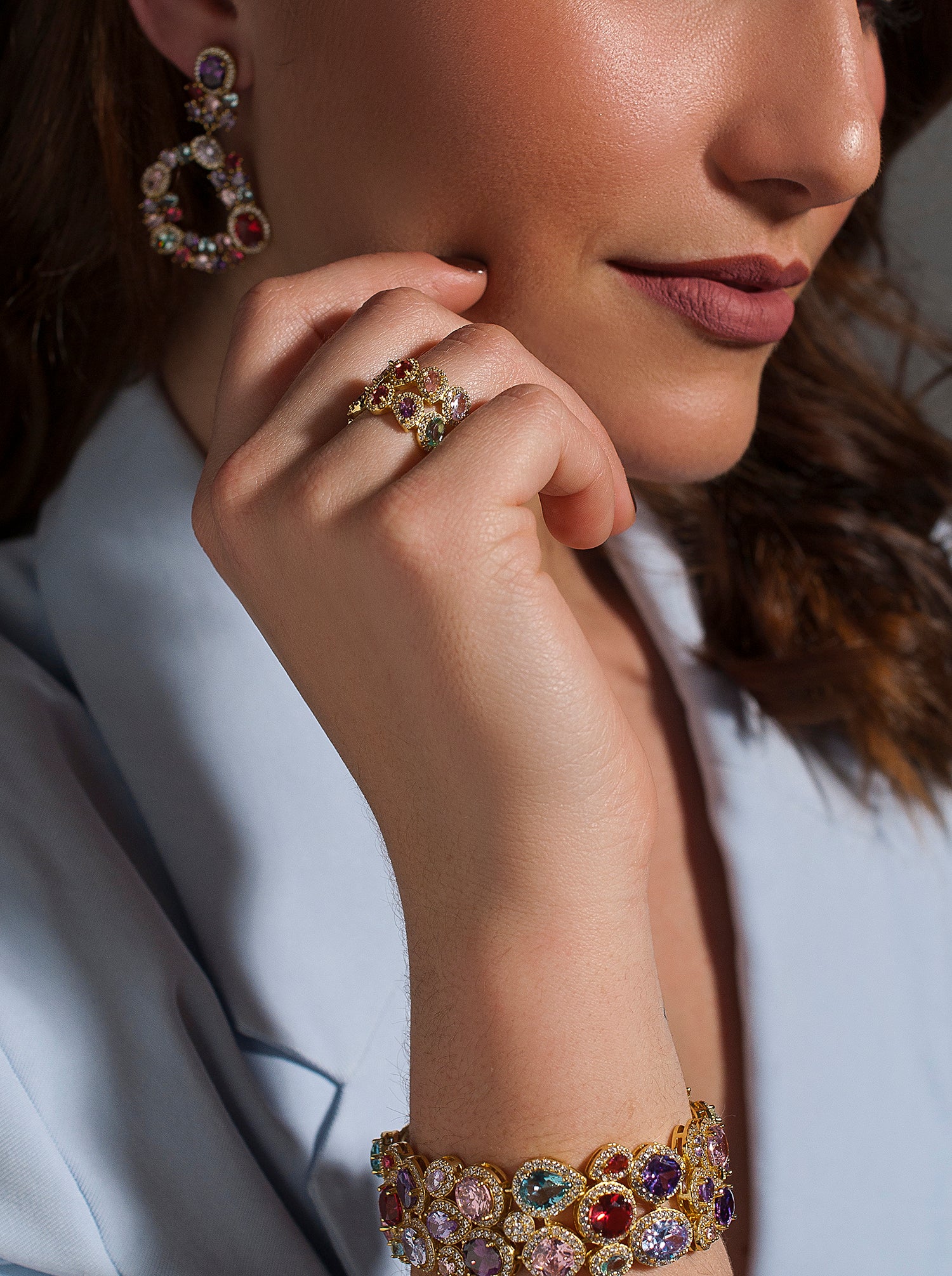 Anillos con piedras de colores multi forma con circonitas