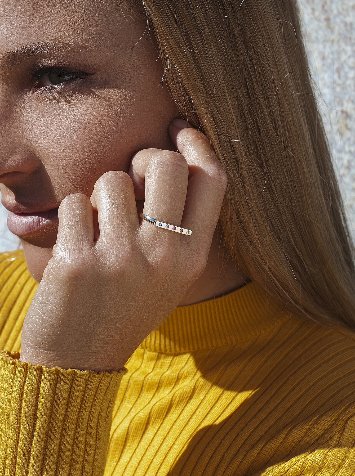 Anillos con piedras de plata diseño gemas multicolor-LINEARGENT