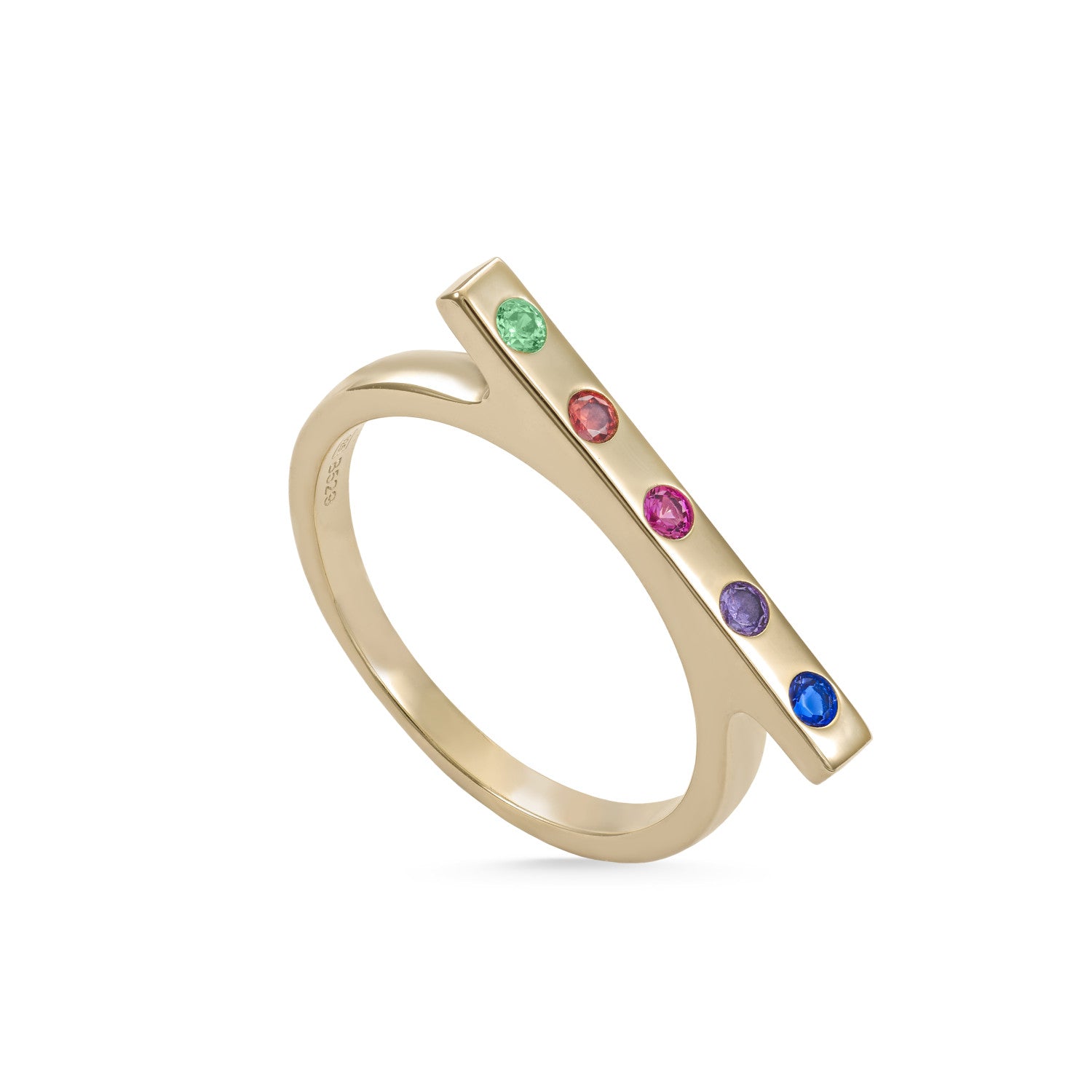 Anillos con piedras de plata diseño gemas multicolor-LINEARGENT