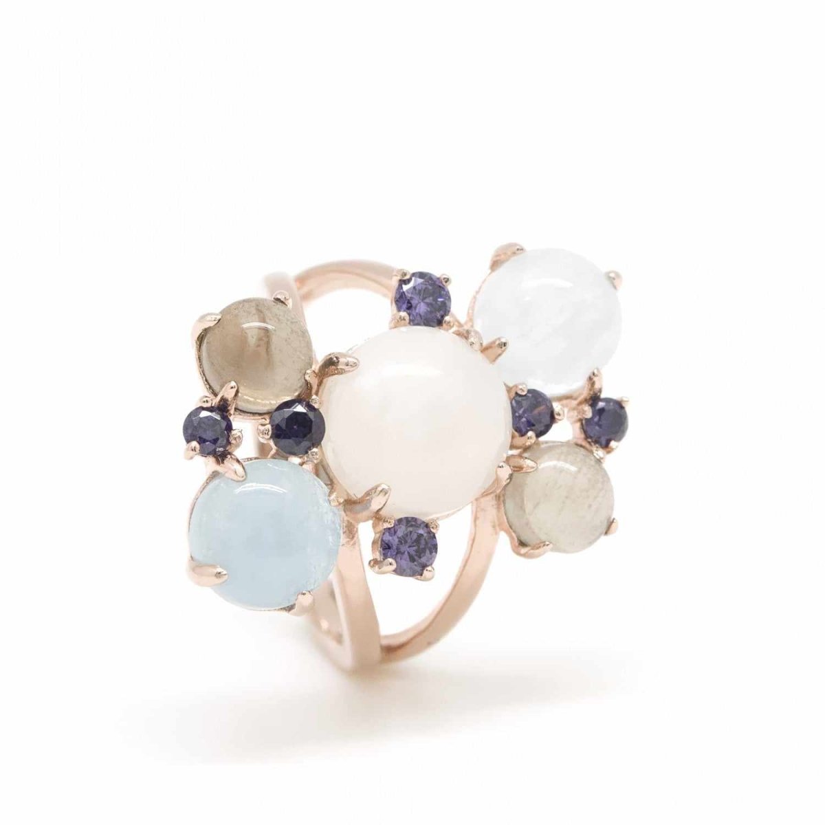 Anillos con piedras detalle de cuarzo ahumado-LINEARGENT