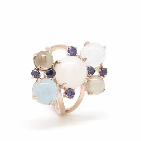 Anillos con piedras detalle de cuarzo ahumado-LINEARGENT