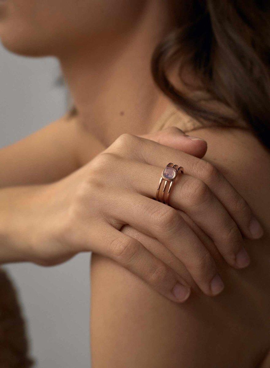 Bagues avec pierres design quartz adamantine et zircons-LINEARGENT