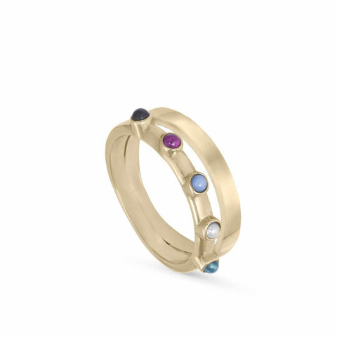 Anillos con piedras diseño de cinco gemas y una perla-LINEARGENT