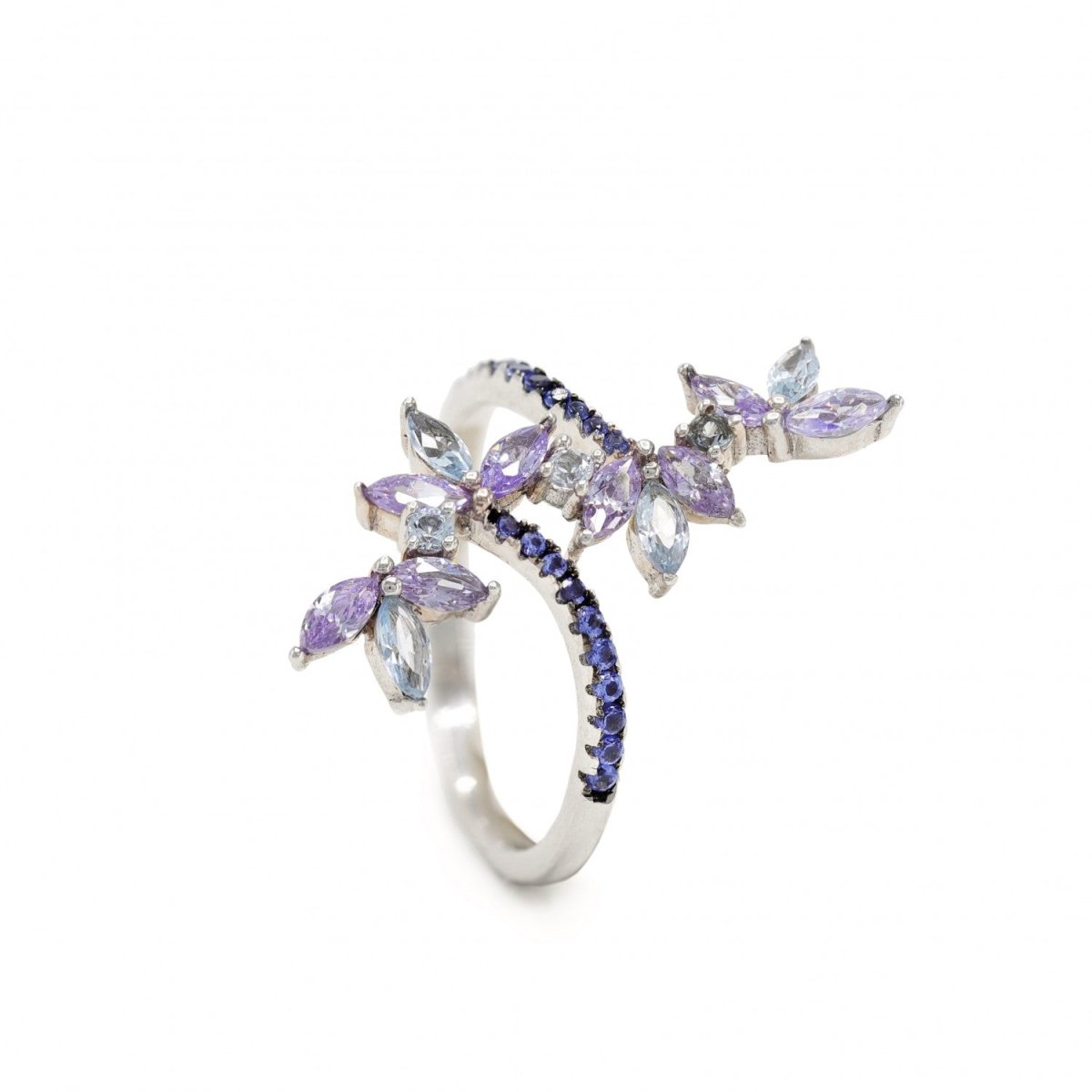 Anillos con piedras diseño de flor en tono lavanda-LINEARGENT