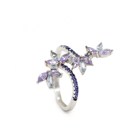 Anillos con piedras diseño de flor en tono lavanda-LINEARGENT